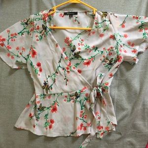 Floral wrap blouse
